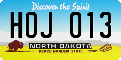 ND license plate HOJ013