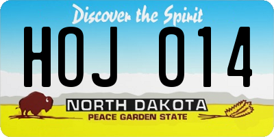 ND license plate HOJ014