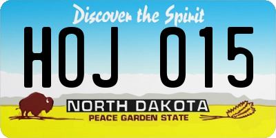ND license plate HOJ015