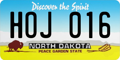 ND license plate HOJ016