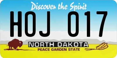 ND license plate HOJ017