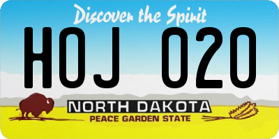 ND license plate HOJ020
