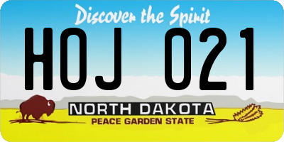 ND license plate HOJ021