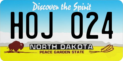 ND license plate HOJ024