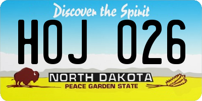 ND license plate HOJ026