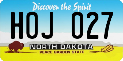 ND license plate HOJ027