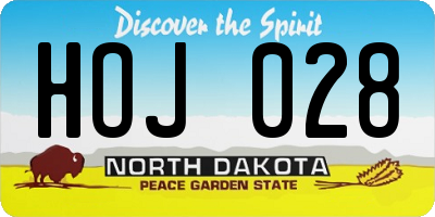 ND license plate HOJ028