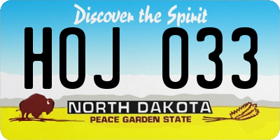 ND license plate HOJ033