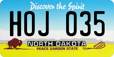 ND license plate HOJ035