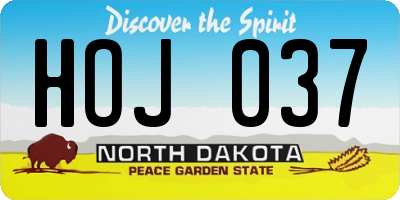 ND license plate HOJ037