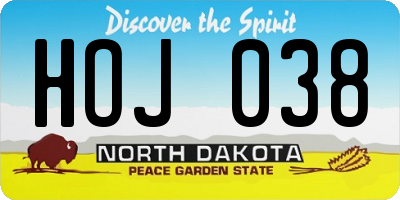 ND license plate HOJ038