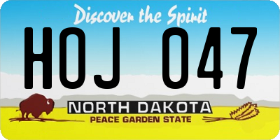 ND license plate HOJ047