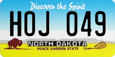 ND license plate HOJ049