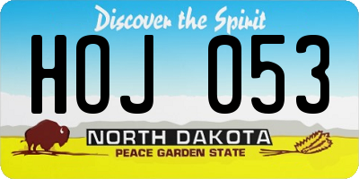 ND license plate HOJ053