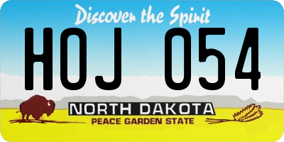 ND license plate HOJ054