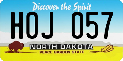 ND license plate HOJ057