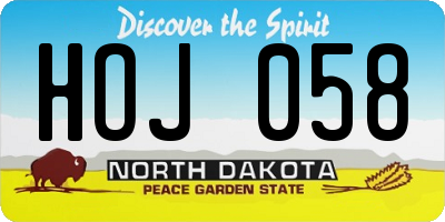 ND license plate HOJ058