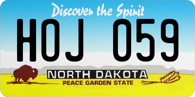 ND license plate HOJ059
