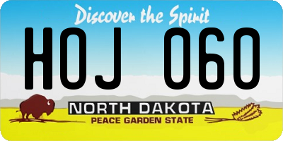 ND license plate HOJ060