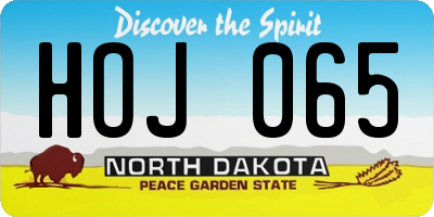 ND license plate HOJ065
