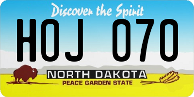 ND license plate HOJ070