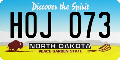 ND license plate HOJ073