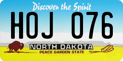 ND license plate HOJ076