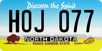 ND license plate HOJ077