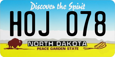 ND license plate HOJ078
