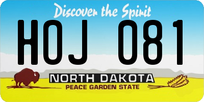 ND license plate HOJ081
