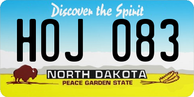 ND license plate HOJ083