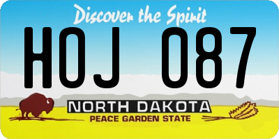 ND license plate HOJ087