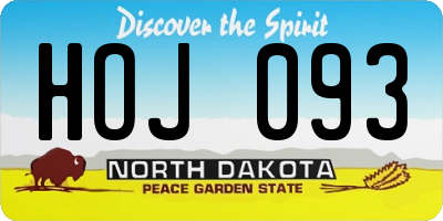 ND license plate HOJ093