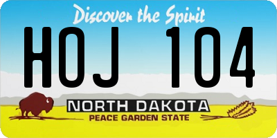 ND license plate HOJ104