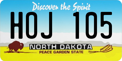 ND license plate HOJ105