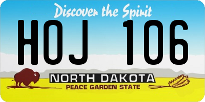 ND license plate HOJ106