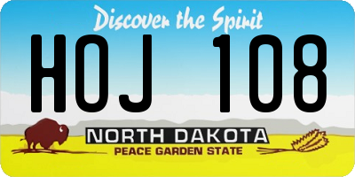 ND license plate HOJ108