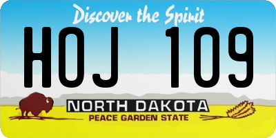 ND license plate HOJ109