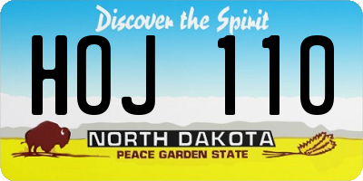 ND license plate HOJ110