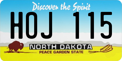 ND license plate HOJ115