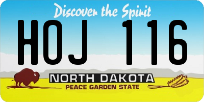 ND license plate HOJ116