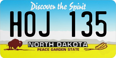 ND license plate HOJ135