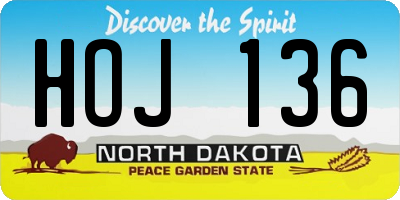 ND license plate HOJ136