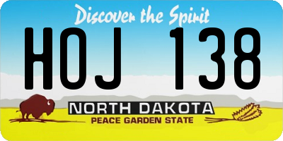 ND license plate HOJ138