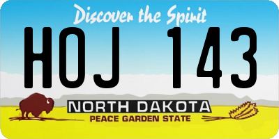 ND license plate HOJ143