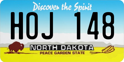 ND license plate HOJ148