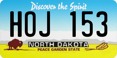 ND license plate HOJ153