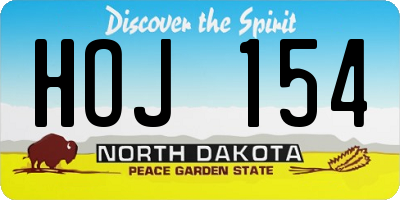 ND license plate HOJ154