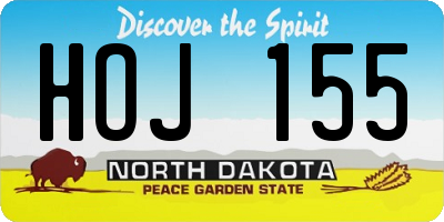 ND license plate HOJ155