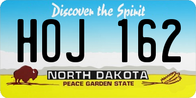 ND license plate HOJ162